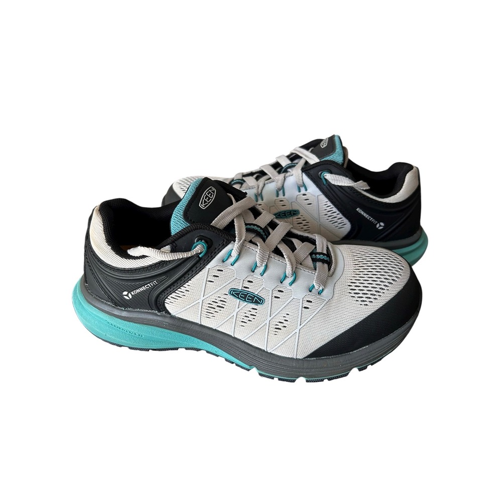 KEEN Utility Vista Energy Safety Toe Slip Resistant Gray Teal Work Sneakers 6.5W